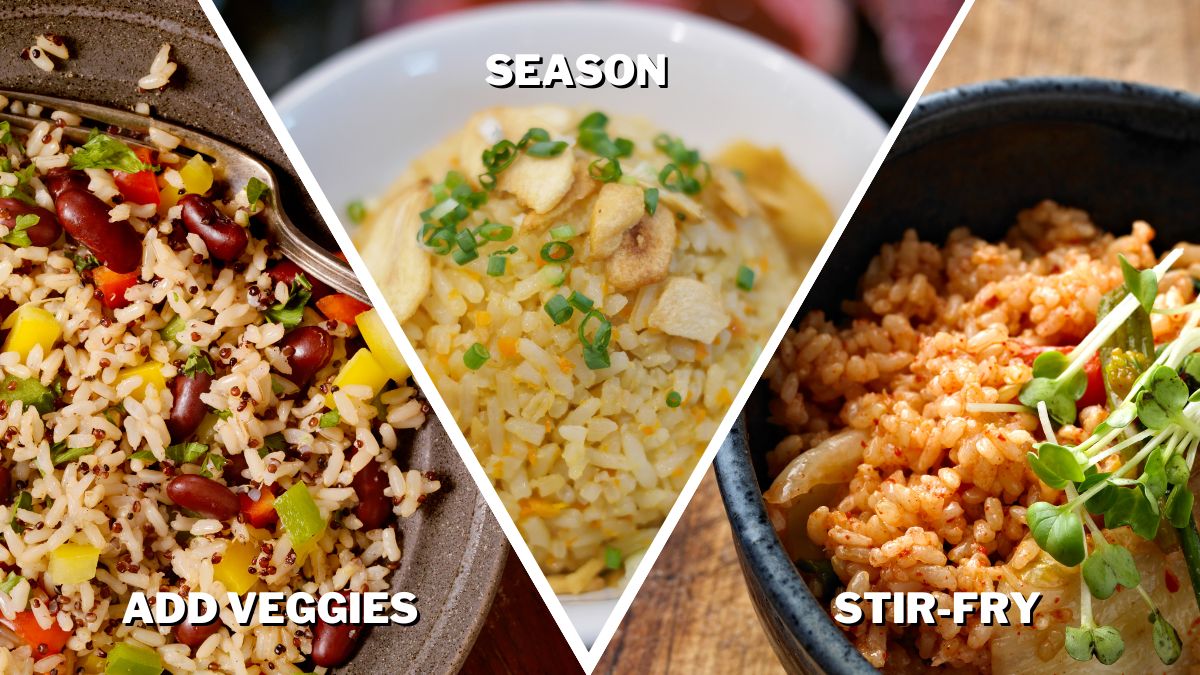 Add veggies season well or stir fry to make brown rice better