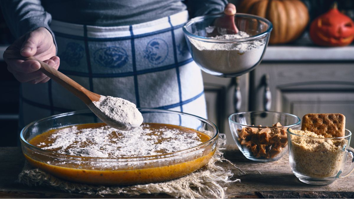 Adding flour in the dough for dump cake with too much butter