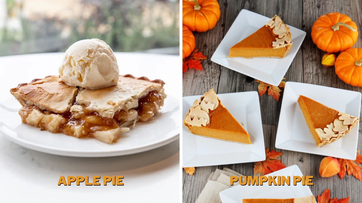 differences in appearances of apple pie and pumpkin pie