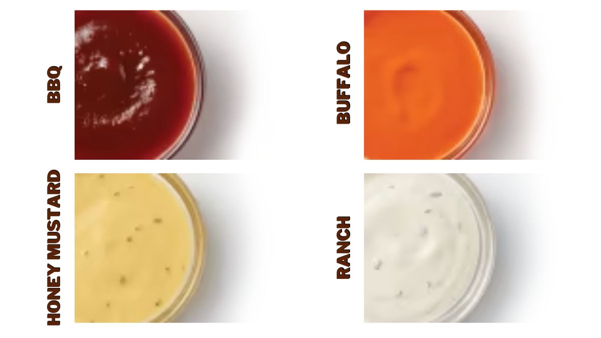 Arby's BBQ, Honey Mustard, Buffalo, and Ranch Sauce