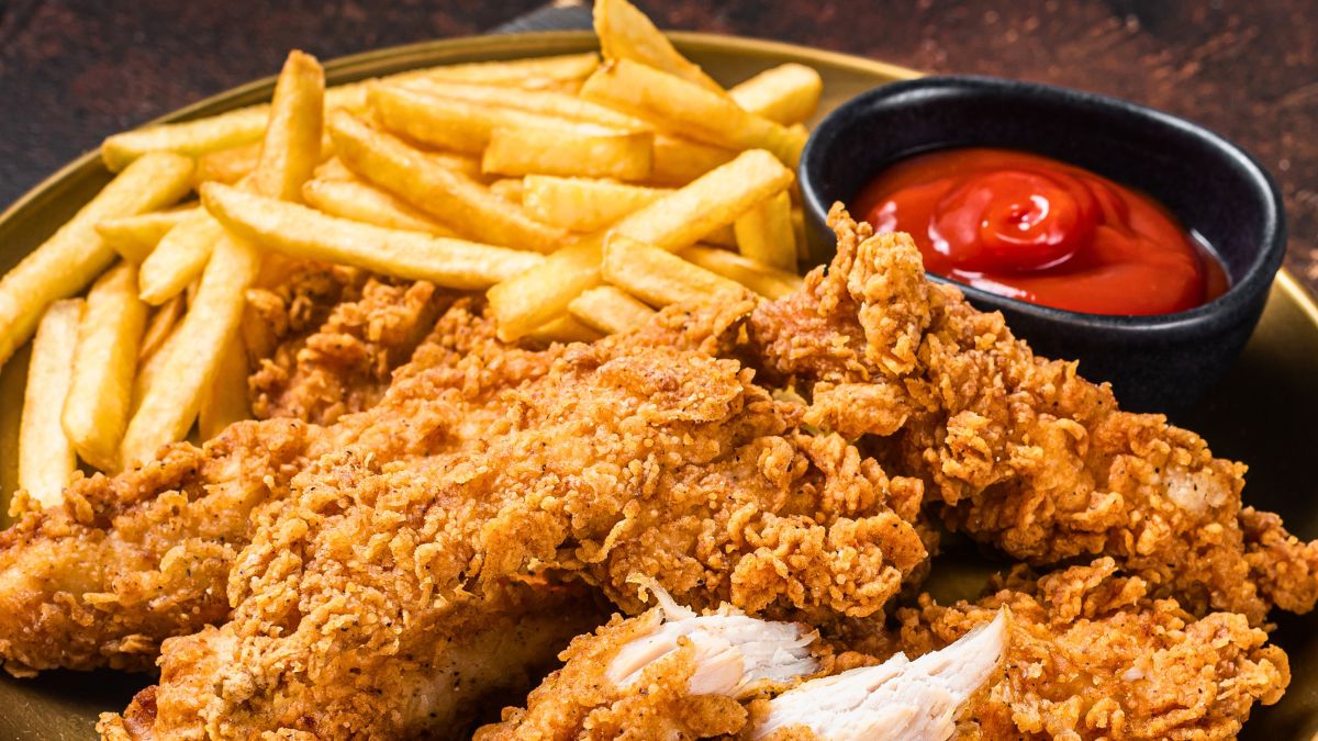 Arby's Red Ranch served with fries and fried chicken