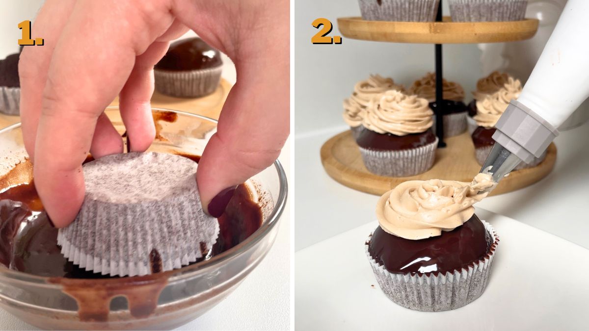 Assembling the Creamy Mocha Cupcakes for That Special Hit