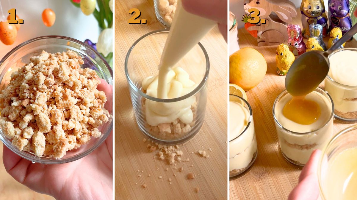 Assembling the Easter Lemon Dessert
