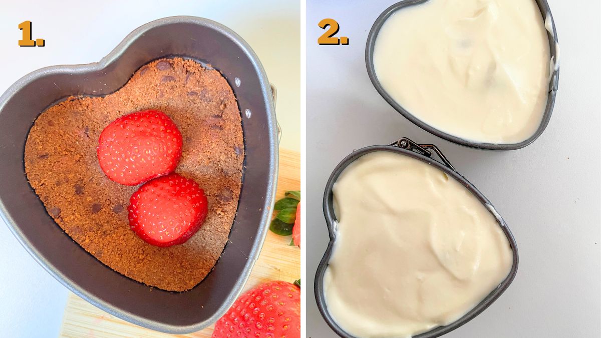 Assembling the Heart Shaped Cheesecake