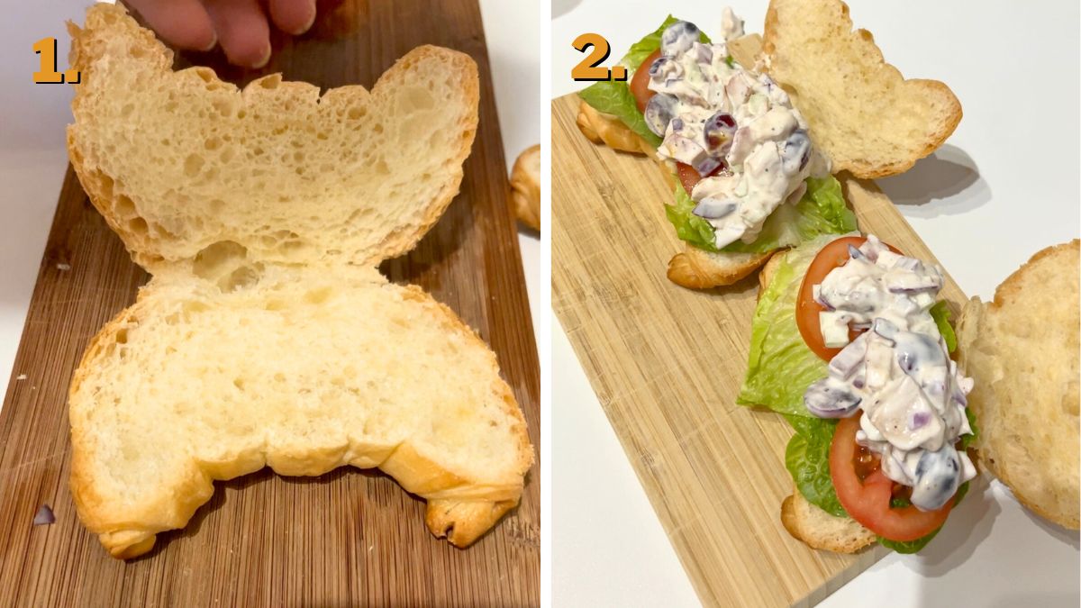 Assembling the Honey Baked Ham Chicken Salad