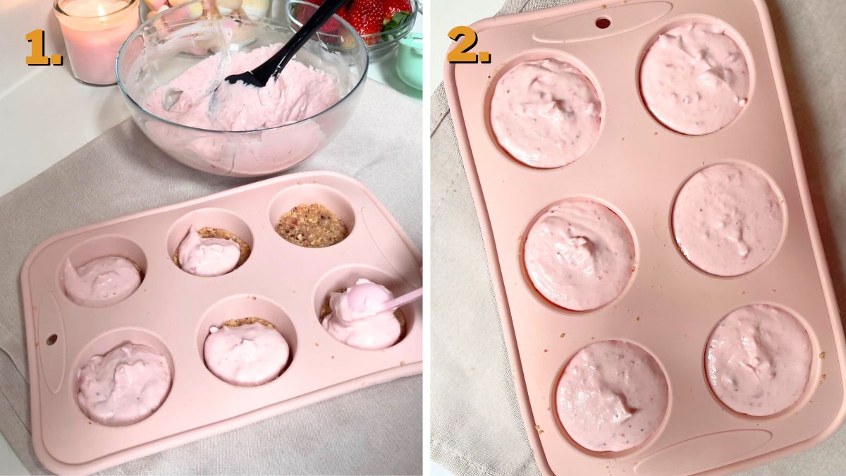 Assembling the Strawberry Crunch Cheesecake Bites