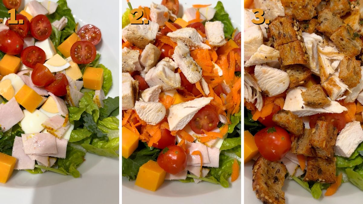 Assembling the Texas Roadhouse Grilled Chicken Sala