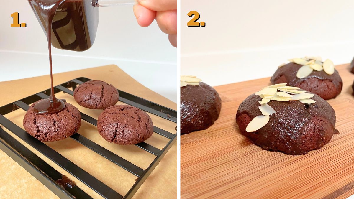 Assembling the Texas Sheet Cake Cookies