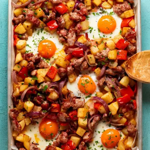 Baked breakfast hash sausage potatoes 4