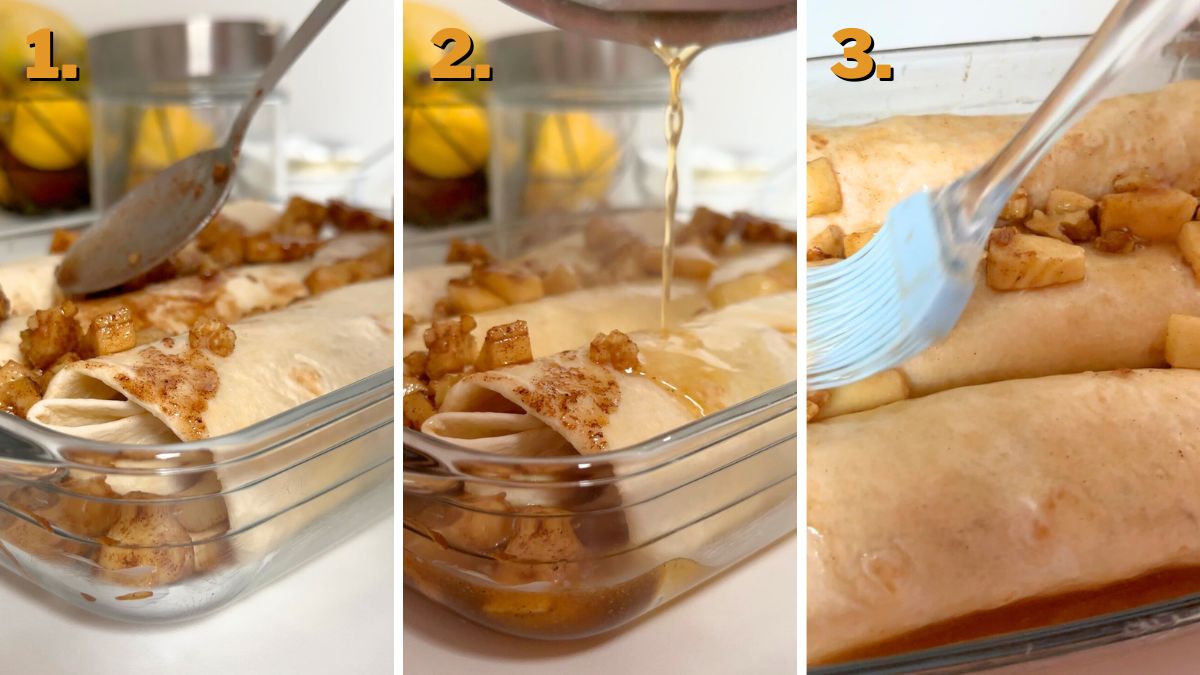 Baking the Apple Pie Enchiladas with Cream Cheese
