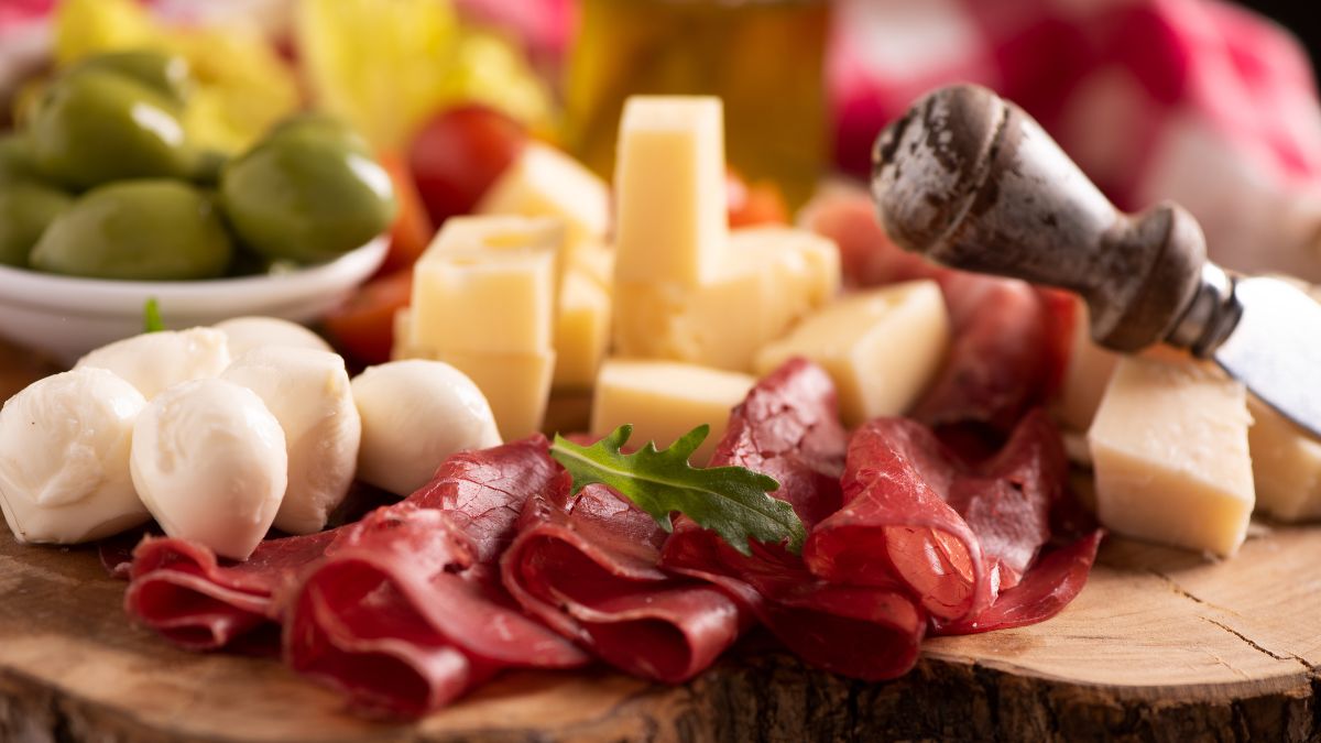 Beef Jerky and Gruyere Snack Charcuterie Board