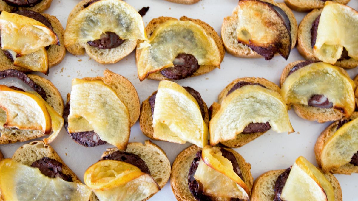 Boudin Noir With Fried Apple Toast Canapes