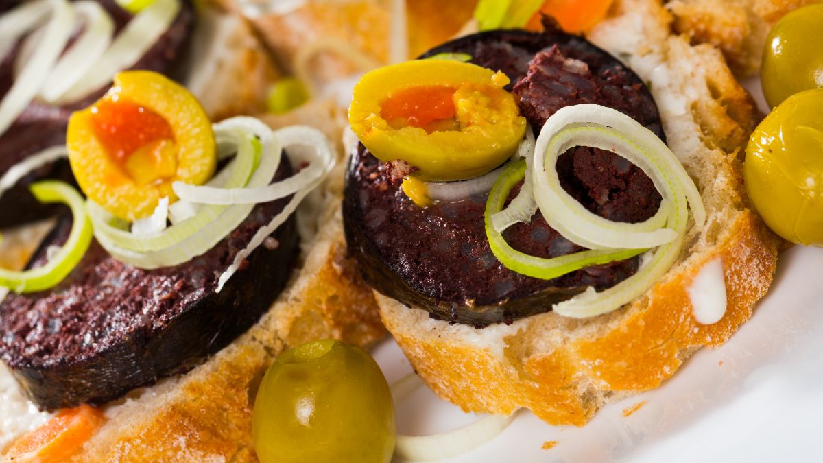 Canapes With Boudin Noir and French Roll Bread