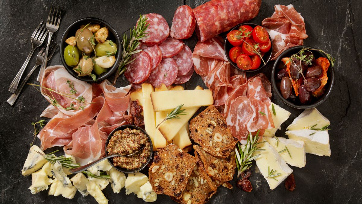 Charcuterie Board Focused on Meat