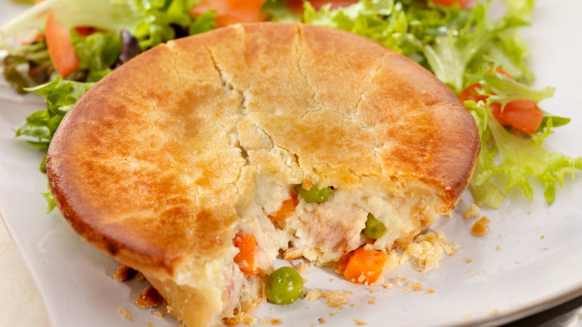 Chicken Pot Pie Served with Salad Greens