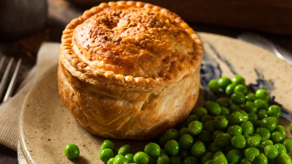 Chicken Pot Pie Served with Steamed Peas