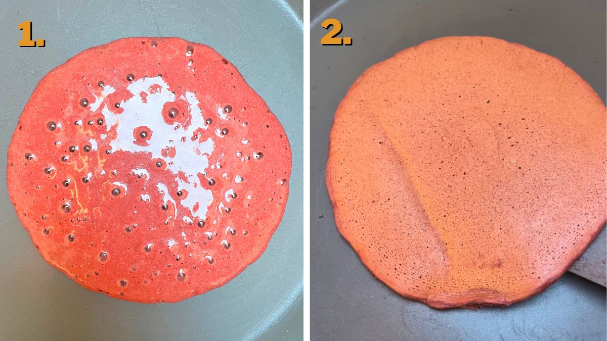 Cooking the Red Velvet Pancake Tacos with Strawberries