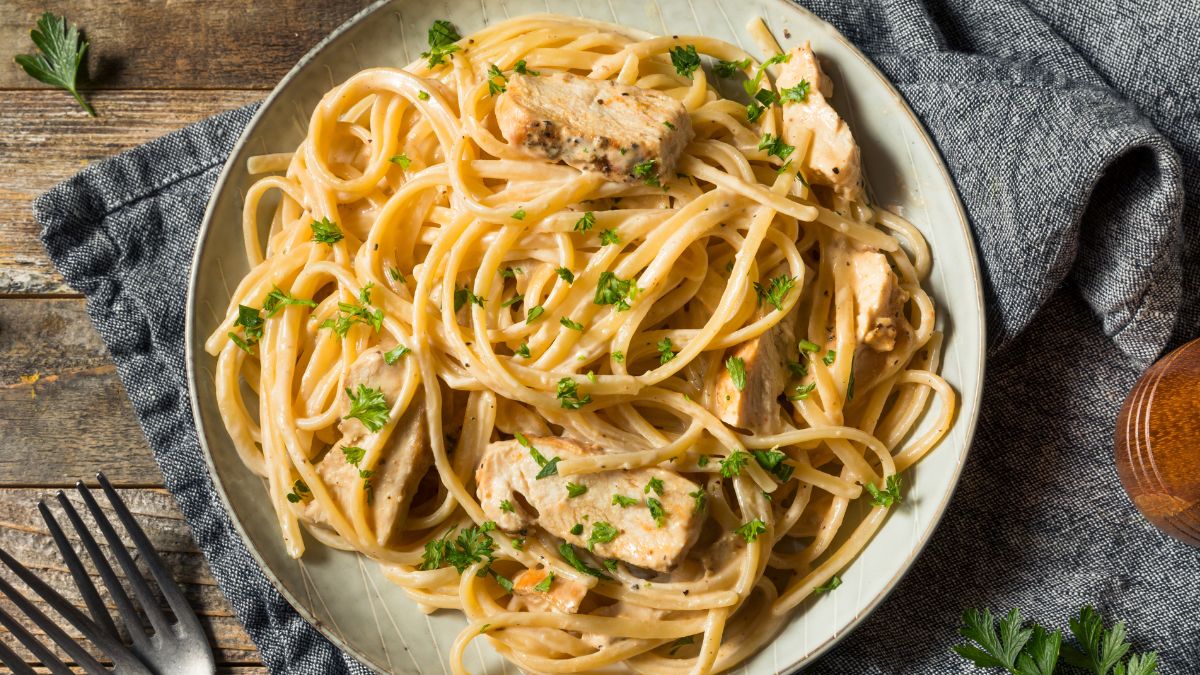 Costco Chicken Alfredo with Fresh Herbs