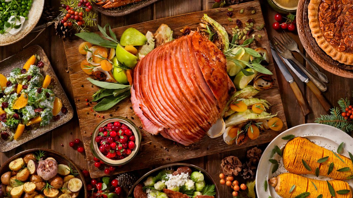 Costco Spiral Ham Served With a Variety of Dishes