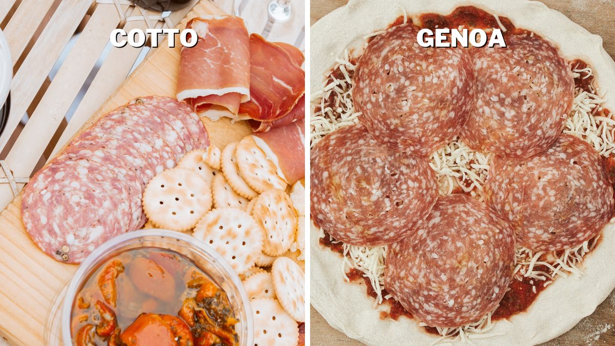 Cotto Salami on a charcuterie board vs. Genoa Salami on a pizza