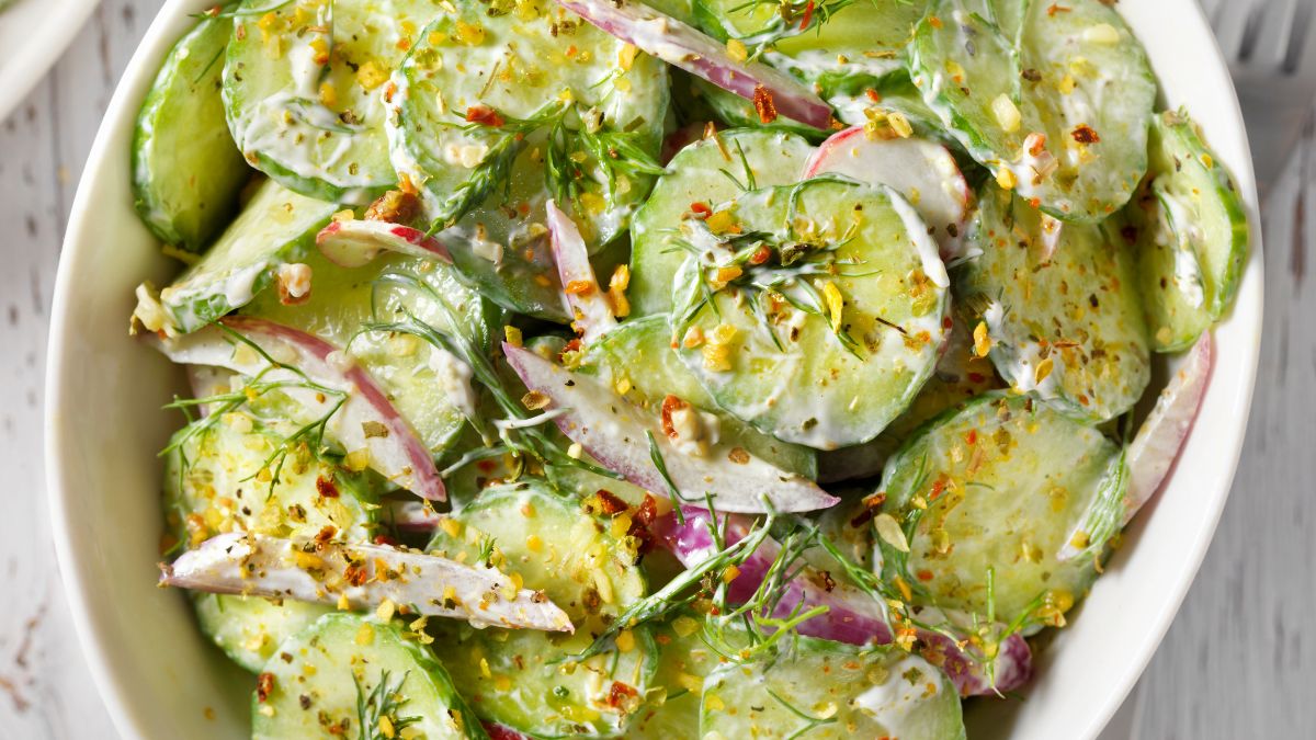 Cucumber and sour cream salad