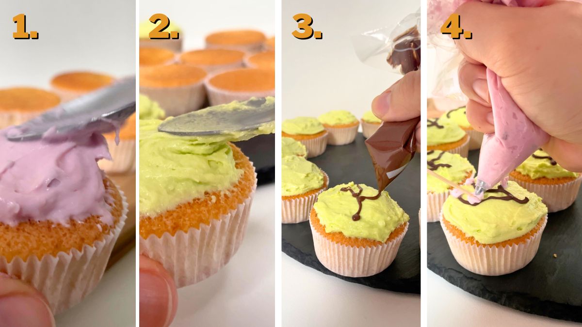 Decorating the Cherry Blossom Cupcakes