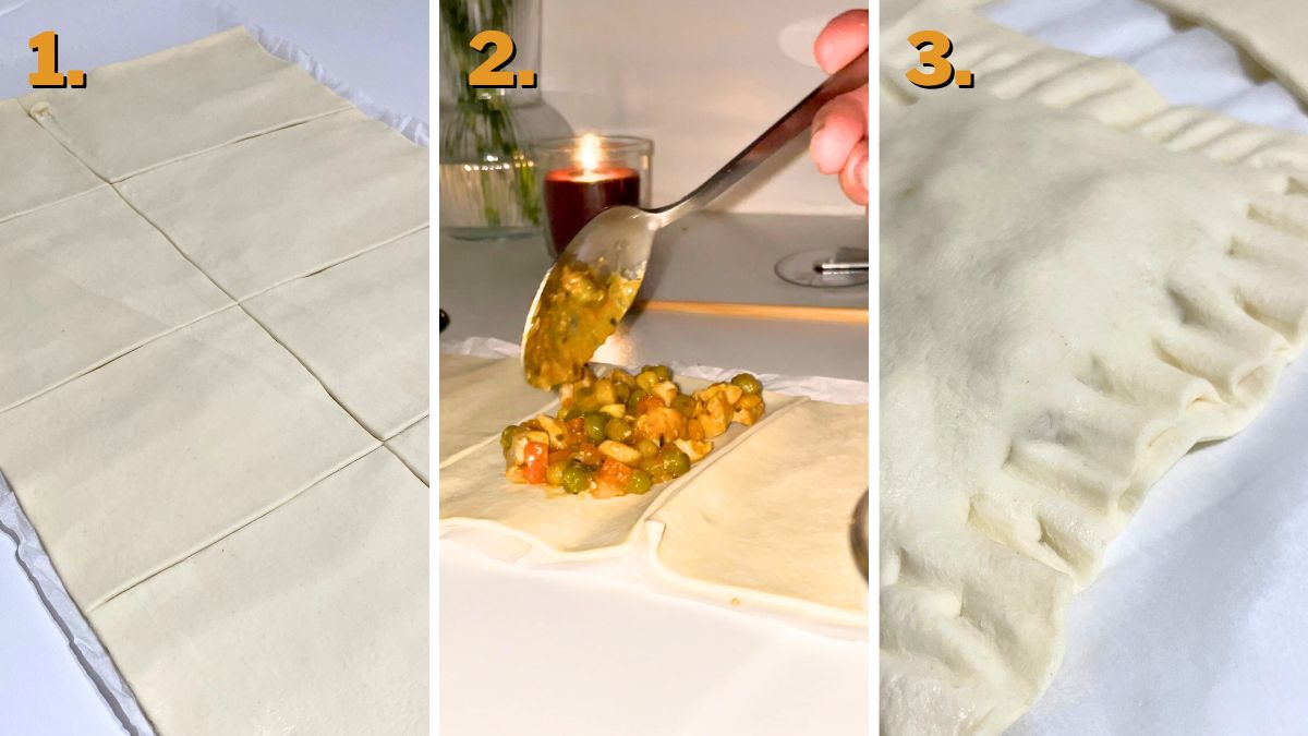 Filling the Deep Fried Chicken Pot Pie