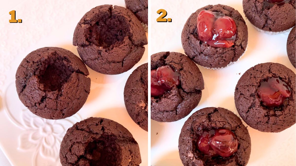 Filling the Enchanted Black Forest Cupcakes