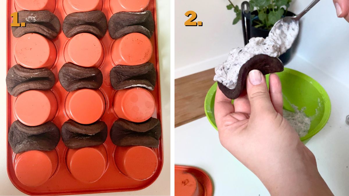 Filling the Oreo Cheesecake Tacos