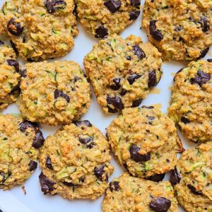 Flourless Oatmeal Zucchini Dark Chocolate Chip Cookies recipe