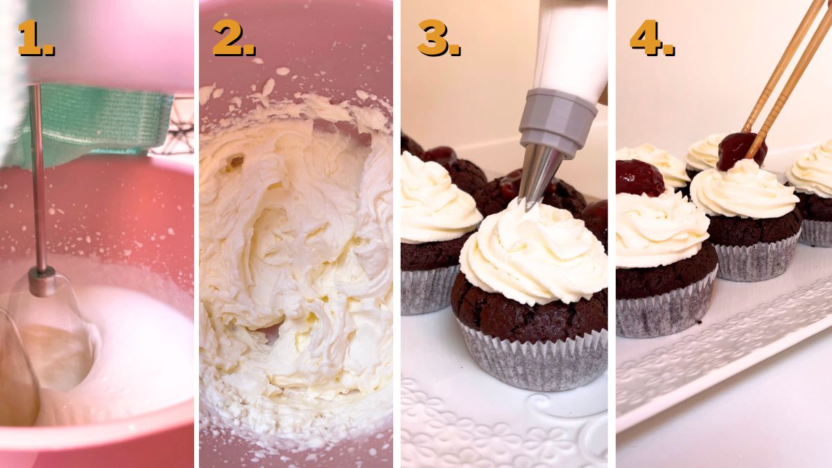 Frosting the Enchanted Black Forest Cupcakes