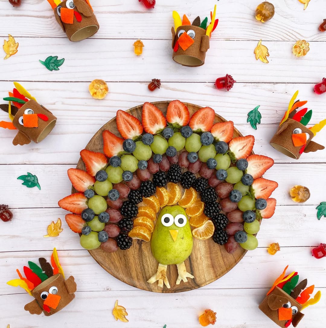 Fruit filled turkey tray for snack time