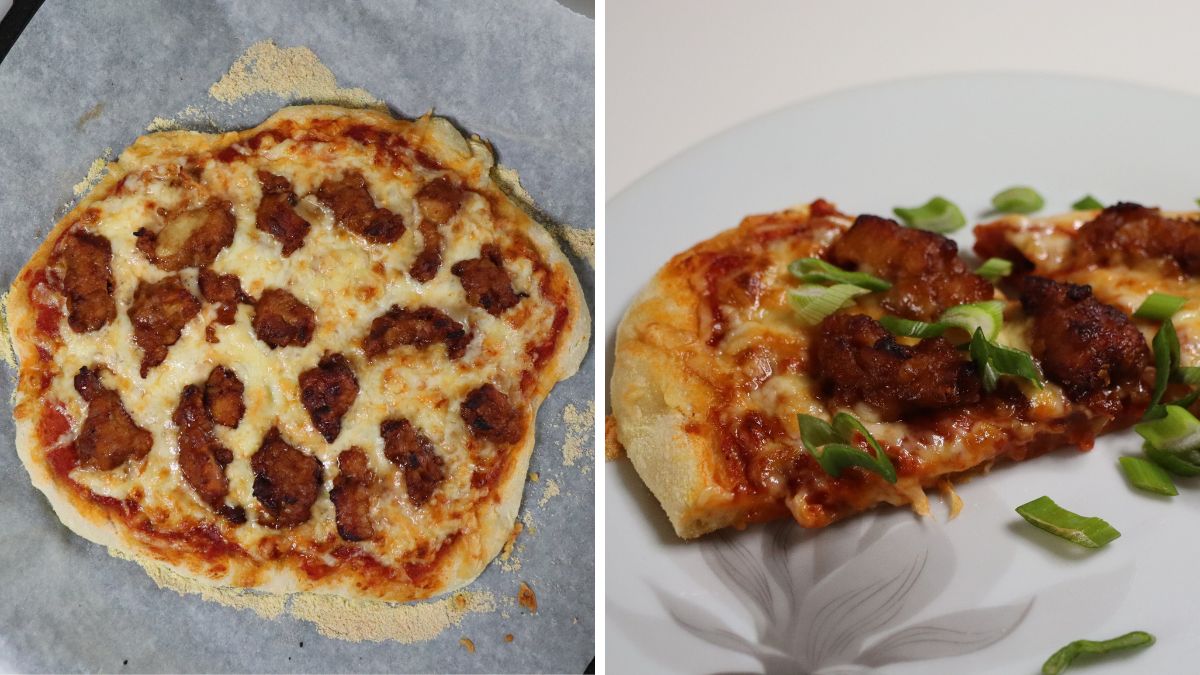 General Tsos Chicken pizza baked