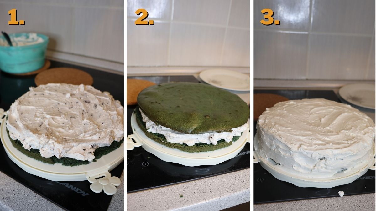 Green Velvet Cheesecake finishing up