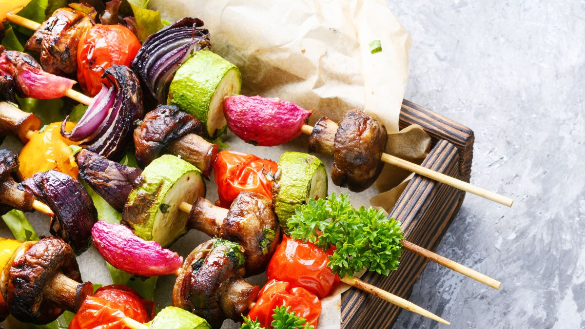 Grilled Veggie Skewers as a Side For Philly Cheesesteak