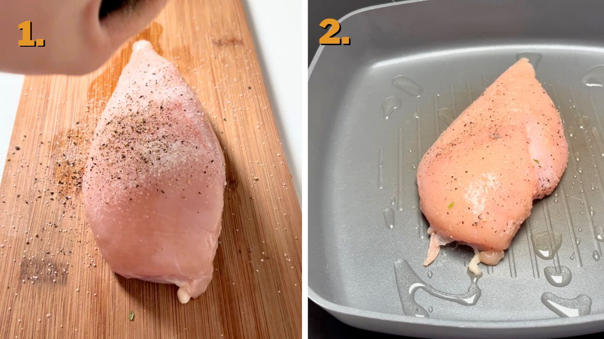 Grilling the Chicken for Honey Baked Ham Chicken Salad