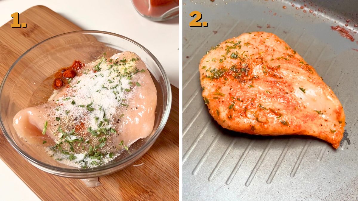 Grilling the Chicken for Sweetgreen Buffalo Chicken Salad