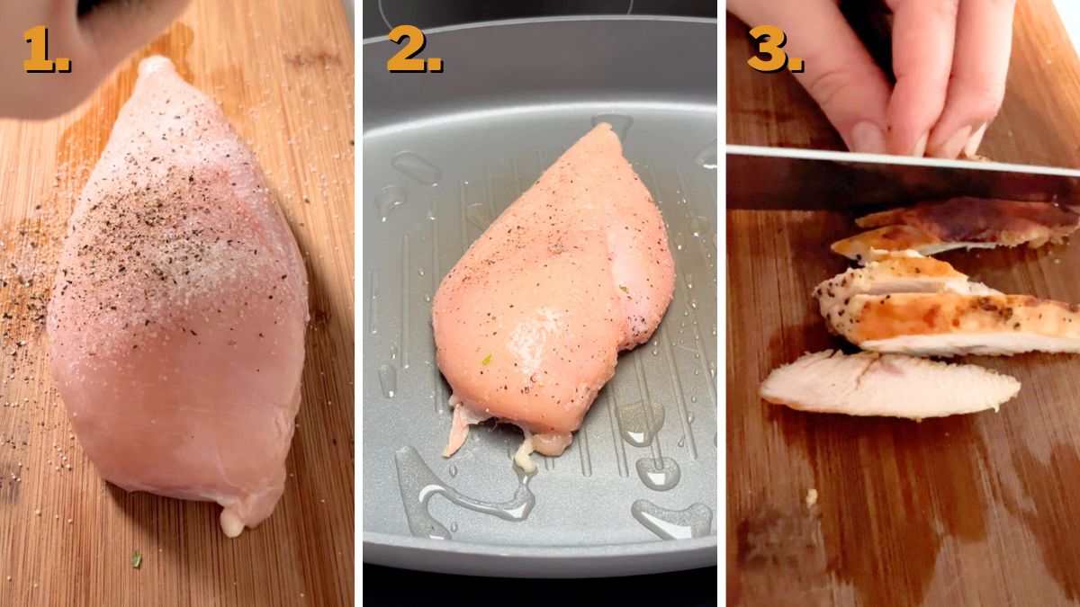 Grilling the Chicken for Texas Roadhouse Grilled Chicken Sala