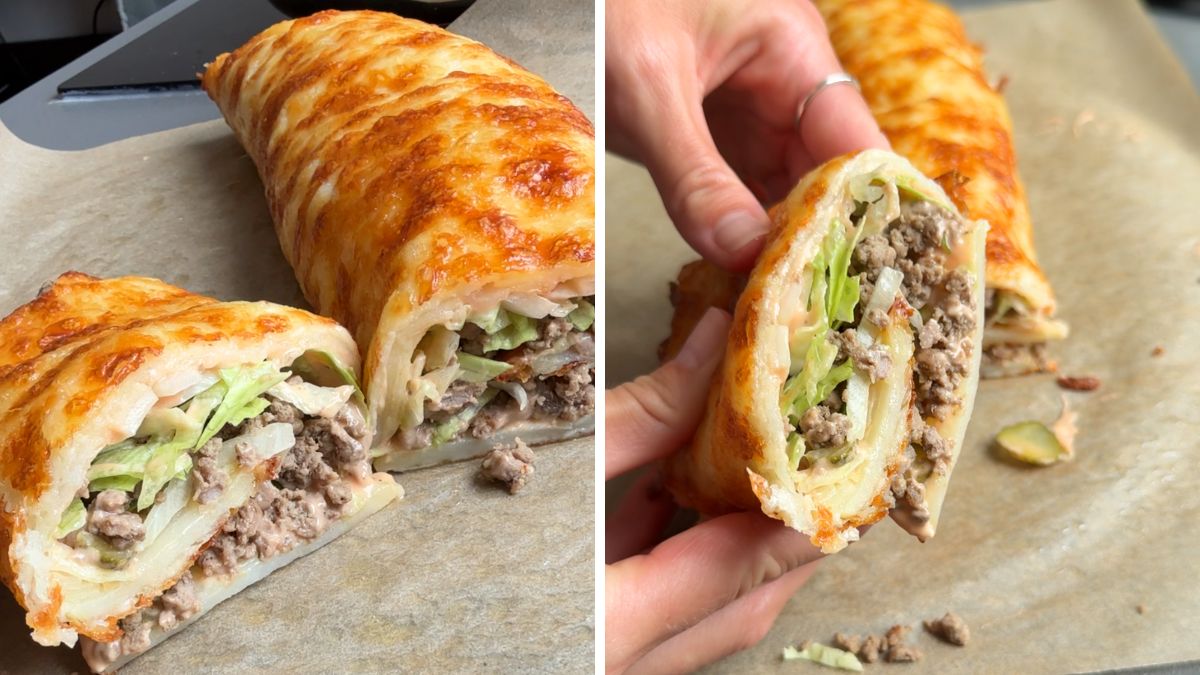 Healthy cheeseburger big mac potato roll