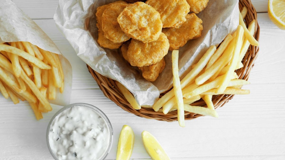 Homemade Popeyes Tartar With Nuggets and Fries