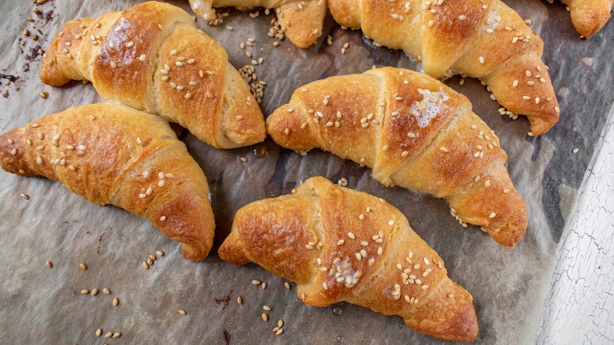 freshly baked Pillsbury Crescent Rolls sprinkled with sesame seeds