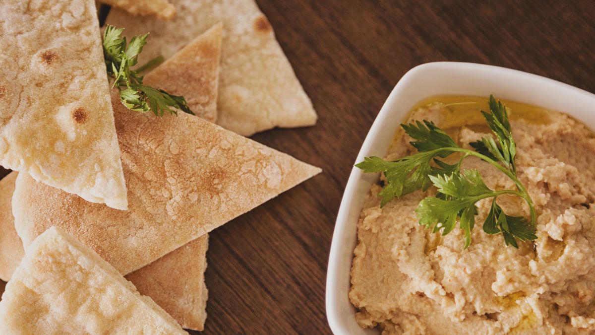 Hummus and Pita Bread with Costco Quinoa Salad