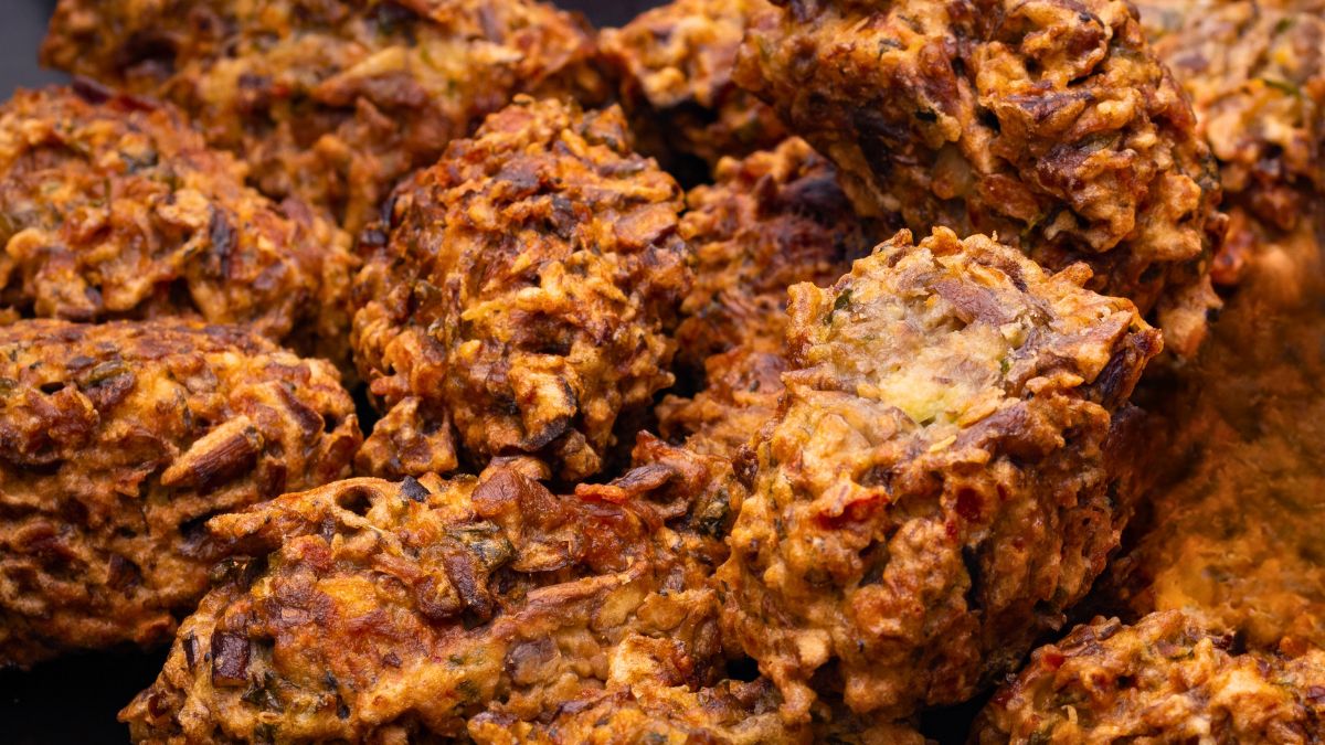 Hush puppy meatballs closeup