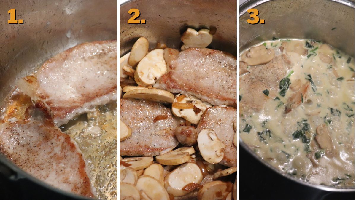 Keto Pork Chops with Mushrooms and Spinach