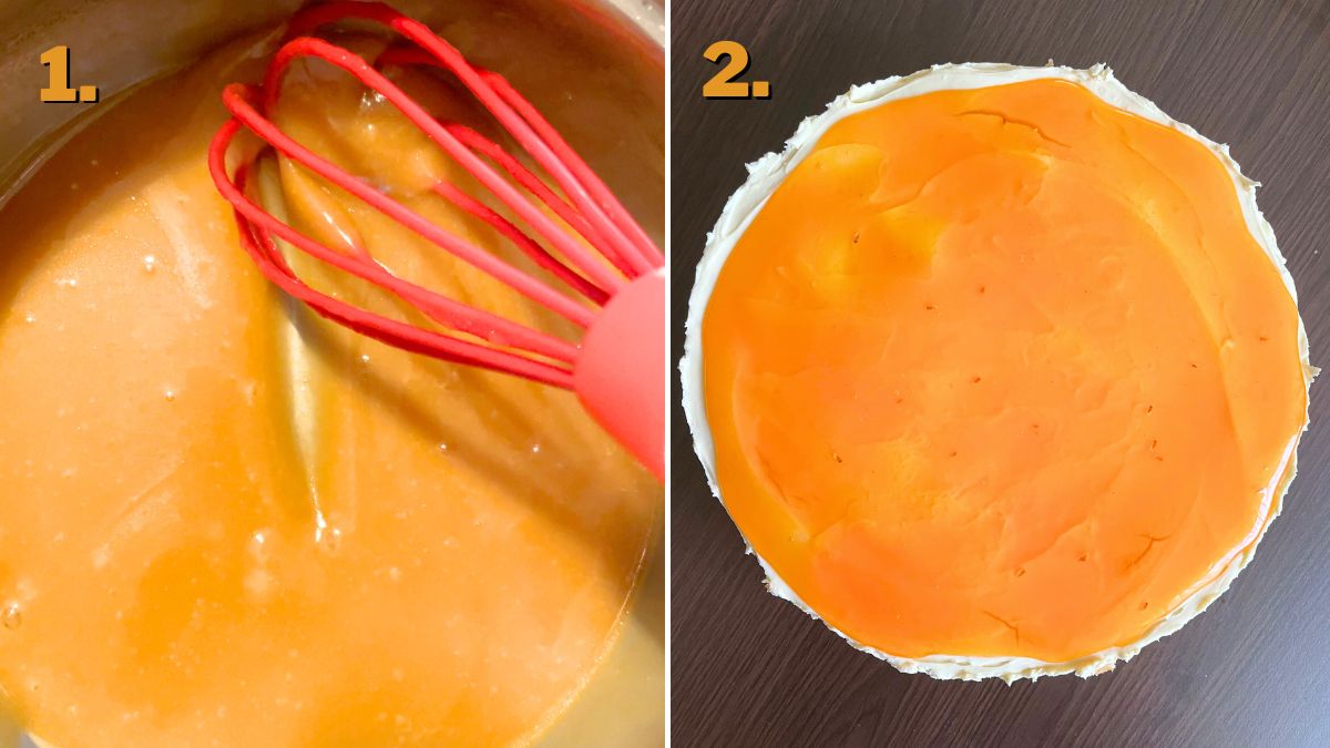 Making Lemon Sauce for No Bake Lady Finger Cake