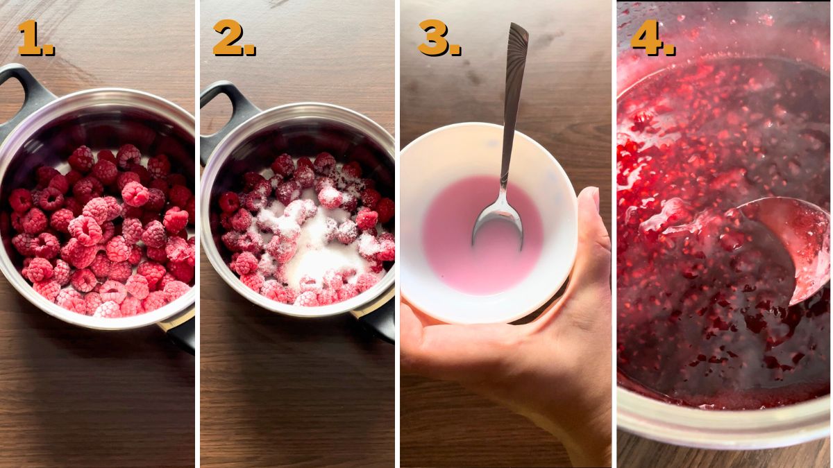 Making Raspberry Sauce for No Bake Lady Finger Cake