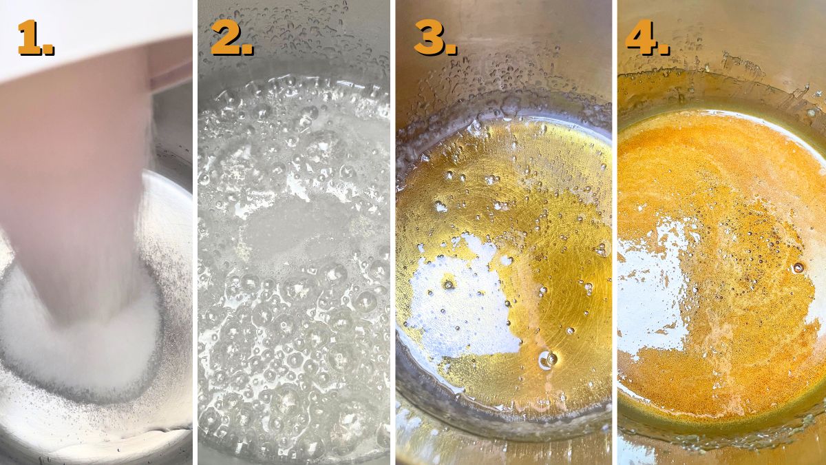 Making the Caramel for Chocoflan Cupcakes