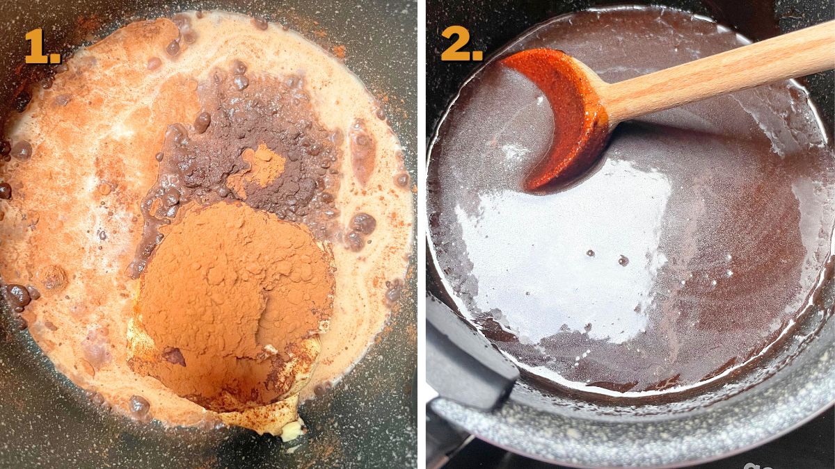 Making the Chocolate Sauce for Texas Sheet Cake Cookies