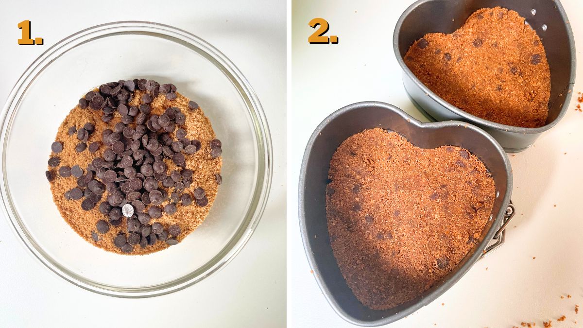 Making the Crust for Heart Shaped Cheesecake