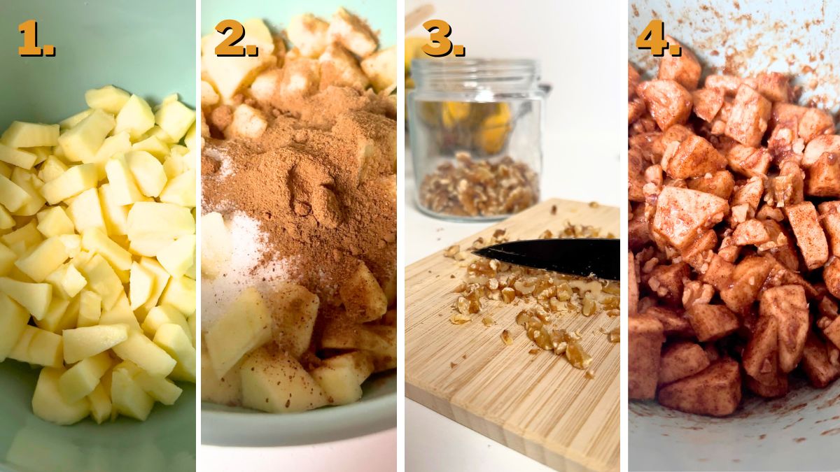 Making the Filling for Apple Pie Enchiladas with Cream Cheese